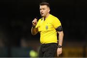 21 April 2023; Referee Declan Toland during the SSE Airtricity Men's First Division match between Wexford and Finn Harps at Ferrycarrig Park in Wexford. Photo by Michael P Ryan/Sportsfile