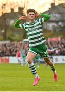 21 April 2023; Johnny Kenny of Shamrock Rovers celebrates after scoring his side's first goal during the SSE Airtricity Men's Premier Division match between St Patrick's Athletic and Shamrock Rovers at Richmond Park in Dublin. Photo by Seb Daly/Sportsfile