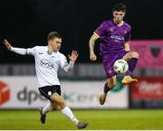 21 April 2023; Seamus Keogh of Finn Harps in action against Kian Corbally of Wexford during the SSE Airtricity Men's First Division match between Wexford and Finn Harps at Ferrycarrig Park in Wexford. Photo by Michael P Ryan/Sportsfile