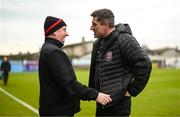 21 April 2023; Bohemians manager Declan Devine with supporter Davy Keogh before the SSE Airtricity Men's Premier Division match between Drogheda United and Bohemians at Weaver's Park in Drogheda, Louth. Photo by Stephen McCarthy/Sportsfile