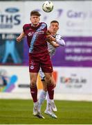 21 April 2023; Freddie Draper of Drogheda United in action against Kacper Radkowski of Bohemians during the SSE Airtricity Men's Premier Division match between Drogheda United and Bohemians at Weaver's Park in Drogheda, Louth. Photo by Stephen McCarthy/Sportsfile