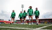 22 April 2023; Ireland players walk the pitch before the TikTok Women's Six Nations Rugby Championship match between Ireland and England at Musgrave Park in Cork. Photo by Eóin Noonan/Sportsfile