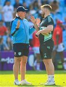22 April 2023; Vodacom Bulls head coach Jake White and Leinster contact skills coach Sean O'Brien before the United Rugby Championship match between Vodacom Bulls and Leinster at Loftus Versfeld Stadium in Pretoria, South Africa. Photo by Harry Murphy/Sportsfile