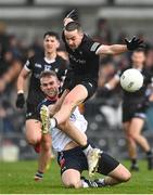 22 April 2023; Paul Kilcoyne of Sligo in action against Johnny Glynn of New York during the Connacht GAA Football Senior Championship Semi-Final match between Sligo and New York at Markievicz Park in Sligo. Photo by David Fitzgerald/Sportsfile