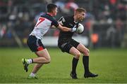 22 April 2023; Sean Carrabine of Sligo in action against Shane Brosnan of New York during the Connacht GAA Football Senior Championship Semi-Final match between Sligo and New York at Markievicz Park in Sligo. Photo by David Fitzgerald/Sportsfile