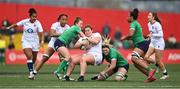 22 April 2023; Maud Muir of England is tackled by Molly Scuffil-McCabe of Ireland during the TikTok Women's Six Nations Rugby Championship match between Ireland and England at Musgrave Park in Cork. Photo by Eóin Noonan/Sportsfile