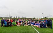 22 April 2023; Participants and Ambassadors after the 2023 ZuCar Gaelic4Teens Festival Day at the GAA National Games Development Centre in Abbotstown, Dublin. Photo by Ben McShane/Sportsfile