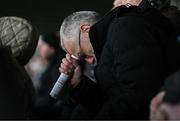 22 April 2023; Uachtarán Chumann Lúthchleas Gael Larry McCarthy reacts during the Connacht GAA Football Senior Championship Semi-Final match between Sligo and New York at Markievicz Park in Sligo. Photo by David Fitzgerald/Sportsfile