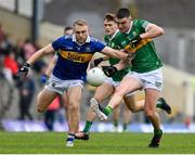 22 April 2023; Sean O'Shea of Kerry in action against Kevin Fahey of Tipperary during the Munster GAA Football Senior Championship Semi-Final match between Kerry and Tipperary at Fitzgerald Stadium in Killarney, Kerry. Photo by Brendan Moran/Sportsfile