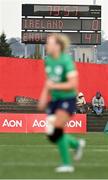 22 April 2023; A view of the scoreboard during the TikTok Women's Six Nations Rugby Championship match between Ireland and England at Musgrave Park in Cork. Photo by Eóin Noonan/Sportsfile