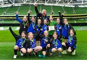 22 April 2023; The Kinvara United team and coaching staff, from Galway, after the Aviva Soccer Sisters Finals Day at the Aviva Stadium in Dublin. Photo by Sam Barnes/Sportsfile