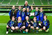 22 April 2023; The Kinvara United team and coaching staff, from Galway, after the Aviva Soccer Sisters Finals Day at the Aviva Stadium in Dublin. Photo by Sam Barnes/Sportsfile