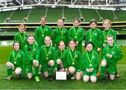 22 April 2023; The Claremorris AFC team, from Mayo, after the Aviva Soccer Sisters Finals Day at the Aviva Stadium in Dublin. Photo by Sam Barnes/Sportsfile