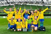 22 April 2023; The Carrigaline team, from Cork, after the Aviva Soccer Sisters Finals Day at the Aviva Stadium in Dublin. Photo by Sam Barnes/Sportsfile