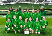 22 April 2023; The Claremorris AFC team and coaching staff, from Mayo, after the Aviva Soccer Sisters Finals Day at the Aviva Stadium in Dublin. Photo by Sam Barnes/Sportsfile