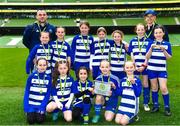 22 April 2023; The Homefarm FC team and coaching staff, from Dublin, after the Aviva Soccer Sisters Finals Day at the Aviva Stadium in Dublin. Photo by Sam Barnes/Sportsfile