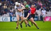 22 April 2023; Conor McDonald of Wexford in action against Gearóid McInerney of Galway during the Leinster GAA Hurling Senior Championship Round 1 match between Galway and Wexford at Pearse Stadium in Galway. Photo by Seb Daly/Sportsfile