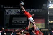 22 April 2023; Peter O’Mahony of Munster wins possession in a lineout during the United Rugby Championship match between Cell C Sharks and Munster at Hollywoodbets Kings Park Stadium in Durban, South Africa. Photo by Darren Stewart/Sportsfile