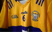 22 April 2023; A detailed view of the jersey of Jamie Malone of Clare having in the dressing room prior to the Munster GAA Football Senior Championship Semi-Final match between Limerick and Clare at TUS Gaelic Grounds in Limerick. Photo by Tom Beary/Sportsfile