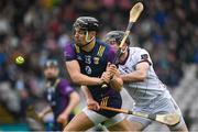 22 April 2023; Jack O’Connor of Wexford in action against Padraic Mannion of Galway during the Leinster GAA Hurling Senior Championship Round 1 match between Galway and Wexford at Pearse Stadium in Galway. Photo by Seb Daly/Sportsfile
