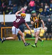 22 April 2023; Eoin Cody of Kilkenny in action against Davy Glennon of Westmeath during the Leinster GAA Hurling Senior Championship Round 1 match between Kilkenny and Westmeath at UPMC Nowlan Park in Kilkenny. Photo by Tyler Miller/Sportsfile