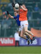 22 April 2023; Andrew Murnin of Armagh in action against Gerard Smith of Cavan during the Ulster GAA Football Senior Championship quarter-final match between Cavan and Armagh at Kingspan Breffni in Cavan. Photo by Stephen McCarthy/Sportsfile
