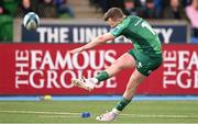 22 April 2023; Jack Carty of Connacht kicks a conversion during the United Rugby Championship match between Glasgow Warriors and Connacht at Scotstoun Stadium in Glasgow, Scotland. Photo by Paul Devlin/Sportsfile
