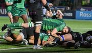 22 April 2023; Cathal Forde of Connacht scores a second half try during the United Rugby Championship match between Glasgow Warriors and Connacht at Scotstoun Stadium in Glasgow, Scotland. Photo by Paul Devlin/Sportsfile