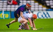22 April 2023; Conor Whelan of Galway in action against Conor Hearne of Wexford during the Leinster GAA Hurling Senior Championship Round 1 match between Galway and Wexford at Pearse Stadium in Galway. Photo by Seb Daly/Sportsfile
