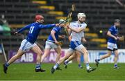 22 April 2023; Colin Merrick of Monaghan in action against Canice Maher of Cavan during the Lory Meagher Cup Round 2 match between Cavan and Monaghan at Kingspan Breffni in Cavan. Photo by Stephen McCarthy/Sportsfile