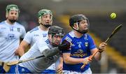 22 April 2023; Cillian Sheanon of Cavan in action against Paddy Finnegan of Monaghan during the Lory Meagher Cup Round 2 match between Cavan and Monaghan at Kingspan Breffni in Cavan. Photo by Stephen McCarthy/Sportsfile