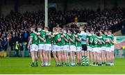 22 April 2023; The Limerick team stand for the national anthem before the Munster GAA Football Senior Championship Semi-Final match between Limerick and Clare at TUS Gaelic Grounds in Limerick. Photo by Tom Beary/Sportsfile