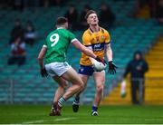 22 April 2023; Dermot Coughlan of Clare on his way to scoring a point from a hand-pass during the Munster GAA Football Senior Championship Semi-Final match between Limerick and Clare at TUS Gaelic Grounds in Limerick. Photo by Tom Beary/Sportsfile