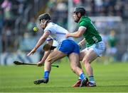 23 April 2023; Mark Fitzgerald of Waterford in action against Peter Casey of Limerick during the Munster GAA Hurling Senior Championship Round 1 match between Waterford and Limerick at FBD Semple Stadium in Thurles, Tipperary. Photo by Stephen McCarthy/Sportsfile