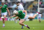 23 April 2023; Kyle Hayes of Limerick in action against Colin Dunford of Waterford during the Munster GAA Hurling Senior Championship Round 1 match between Waterford and Limerick at FBD Semple Stadium in Thurles, Tipperary. Photo by Stephen McCarthy/Sportsfile