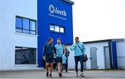 23 April 2023; Jack McCaffrey, centre, and Craig Dias of Dublin arrive before the Leinster GAA Football Senior Championship Quarter-Final match between Laois and Dublin at Laois Hire O'Moore Park in Portlaoise, Laois. Photo by Brendan Moran/Sportsfile