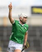 23 April 2023; Aaron Gillane of Limerick celebrates a second half point during the Munster GAA Hurling Senior Championship Round 1 match between Waterford and Limerick at FBD Semple Stadium in Thurles, Tipperary. Photo by Stephen McCarthy/Sportsfile