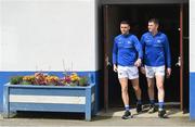 23 April 2023; Robert Pigott, left, and Brian Daly of Laois before the Leinster GAA Football Senior Championship Quarter-Final match between Laois and Dublin at Laois Hire O'Moore Park in Portlaoise, Laois. Photo by Brendan Moran/Sportsfile