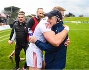 23 April 2023; Louth manager Mickey Harte celebrates with Conor Grimes after the Leinster GAA Football Senior Championship Quarter-Final match between Westmeath and Louth at Páirc Tailteann in Navan, Meath. Photo by Daire Brennan/Sportsfile