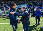 23 April 2023; Waterford manager Davy Fitzgerald and Limerick selector Paul Kinnerk, left, after the Munster GAA Hurling Senior Championship Round 1 match between Waterford and Limerick at FBD Semple Stadium in Thurles, Tipperary. Photo by Stephen McCarthy/Sportsfile