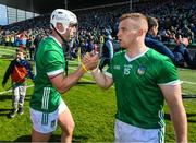 23 April 2023; Aaron Gillane, left, and Peter Casey of Limerick after the Munster GAA Hurling Senior Championship Round 1 match between Waterford and Limerick at FBD Semple Stadium in Thurles, Tipperary. Photo by Stephen McCarthy/Sportsfile