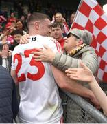 23 April 2023; Conall McKeever of Louth celebrates with his mother Patricia after the Leinster GAA Football Senior Championship Quarter-Final match between Westmeath and Louth at Páirc Tailteann in Navan, Meath. Photo by Daire Brennan/Sportsfile