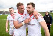 23 April 2023; Conor Grimes, left, and Sam Mulroy of Louth celebrate after the Leinster GAA Football Senior Championship Quarter-Final match between Westmeath and Louth at Páirc Tailteann in Navan, Meath. Photo by Daire Brennan/Sportsfile