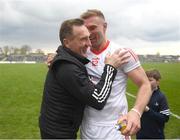 23 April 2023; Conor Grimes of Louth celebrates with county board chairman Peter Fitzpatrick after the Leinster GAA Football Senior Championship Quarter-Final match between Westmeath and Louth at Páirc Tailteann in Navan, Meath. Photo by Daire Brennan/Sportsfile