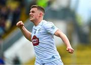 23 April 2023; Paddy Woodgate of Kildare celebrates after scoring his side's first goal during the Leinster GAA Football Senior Championship Quarter-Final match between Kildare and Wicklow at Netwatch Cullen Park in Carlow. Photo by Tyler Miller/Sportsfile