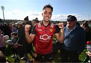 23 April 2023; Ryan Johnston of Down celebrates after the Ulster GAA Football Senior Championship Quarter-Final match between Down and Donegal at Pairc Esler in Newry, Down. Photo by Ramsey Cardy/Sportsfile