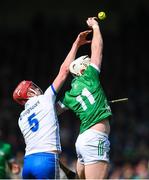 23 April 2023; Cian Lynch of Limerick in action against Calum Lyons of Waterford during the Munster GAA Hurling Senior Championship Round 1 match between Waterford and Limerick at FBD Semple Stadium in Thurles, Tipperary. Photo by Stephen McCarthy/Sportsfile