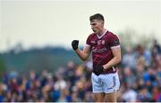 23 April 2023; Matthew Tierney of Galway celebrates kicking a point during the Connacht GAA Football Senior Championship Semi-Final match between Roscommon and Galway at Dr Hyde Park in Roscommon. Photo by Seb Daly/Sportsfile