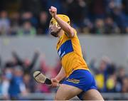 23 April 2023; Mark Rodgers of Clare celebrates scoring a goal, his second in the 35th minute, during the Munster GAA Hurling Senior Championship Round 1 match between Clare and Tipperary at Cusack Park in Ennis, Clare. Photo by Ray McManus/Sportsfile