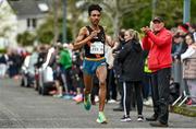 23 April 2023; Efrem Gidey of Clonliffe Harriers, Dublin, competes in the senior men's event during the 123.ie National Road Relay Championships at Raheny in Dublin. Photo by Sam Barnes/Sportsfile